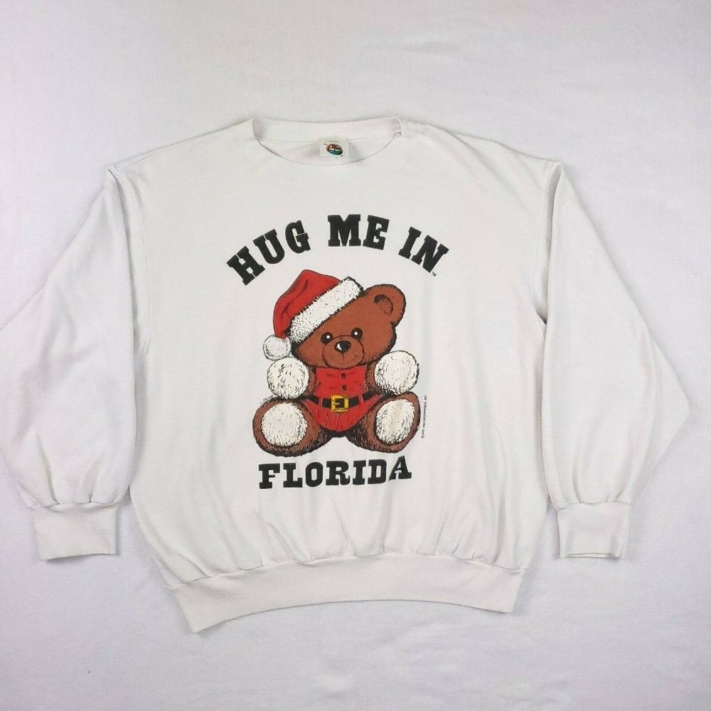 Vintage Christmas Santa Teddy Bear Florida Mens